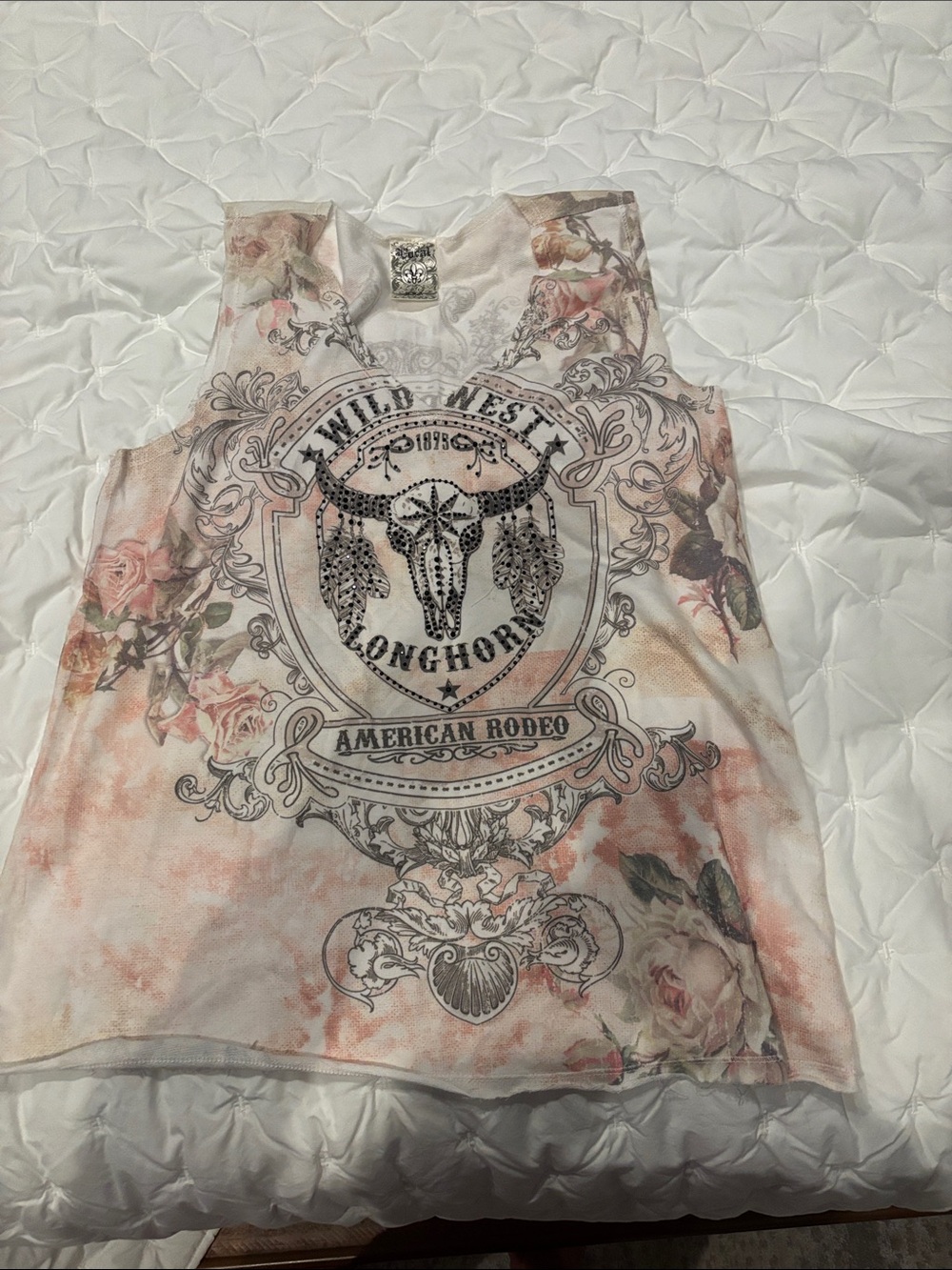 Vocal White Tank with Silver Fleur-de-Lis Label